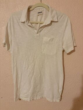 Pact Men's Short-Sleeve Organic Cotton Polo in Off-White